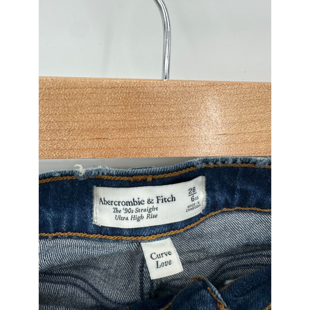 Abercrombie & Fitch 90s Straight Ultra High Rise Curve Love Jeans Blue 28 6XS - Picture 6 of 8